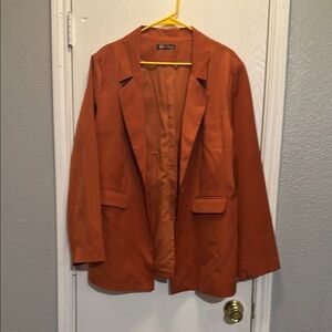 Striking Orange Blazer with Notched Lapels
